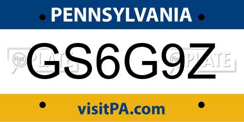 GS6G9Z Pennsylvania License Plate