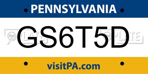 GS6T5D Pennsylvania License Plate