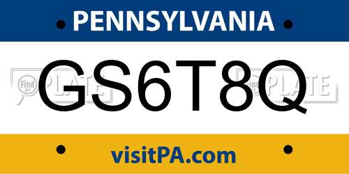 GS6T8Q Pennsylvania License Plate