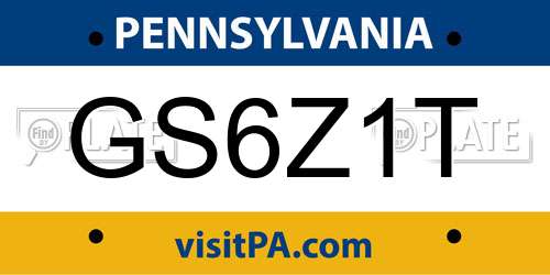 GS6Z1T Pennsylvania License Plate