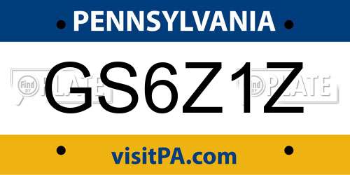 GS6Z1Z Pennsylvania License Plate