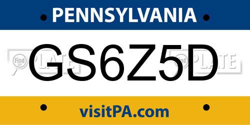 GS6Z5D Pennsylvania License Plate