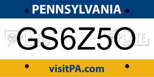 GS6Z5O Pennsylvania License Plate