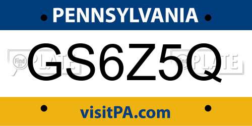 GS6Z5Q Pennsylvania License Plate