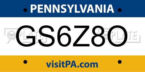 GS6Z8O Pennsylvania License Plate