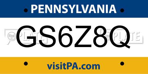 GS6Z8Q Pennsylvania License Plate