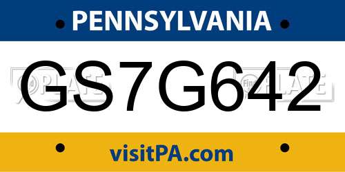 GS7G642 Pennsylvania License Plate