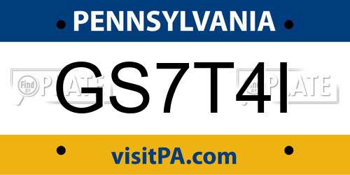 GS7T4I Pennsylvania License Plate