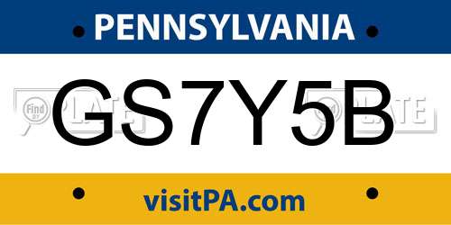 GS7Y5B Pennsylvania License Plate