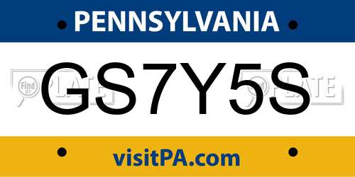 GS7Y5S Pennsylvania License Plate