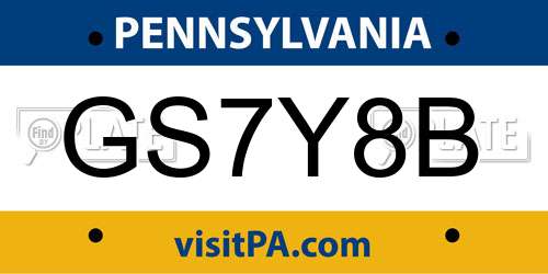 GS7Y8B Pennsylvania License Plate