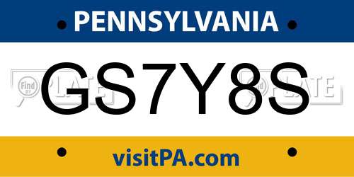 GS7Y8S Pennsylvania License Plate