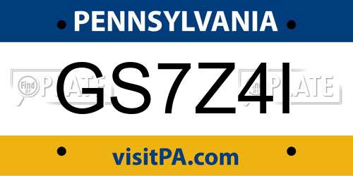 GS7Z4I Pennsylvania License Plate