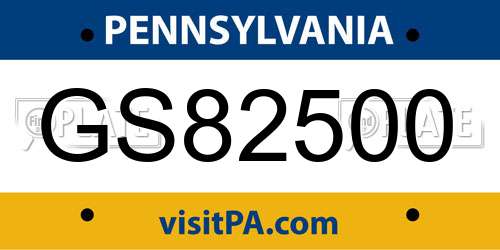 GS82500 Pennsylvania License Plate