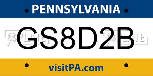 GS8D2B Pennsylvania License Plate