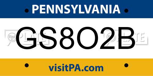 GS8O2B Pennsylvania License Plate