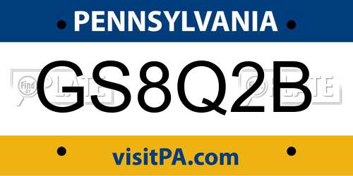 GS8Q2B Pennsylvania License Plate