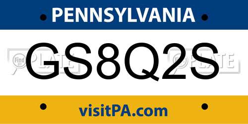 GS8Q2S Pennsylvania License Plate