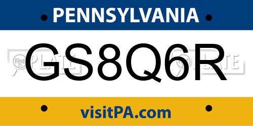 GS8Q6R Pennsylvania License Plate