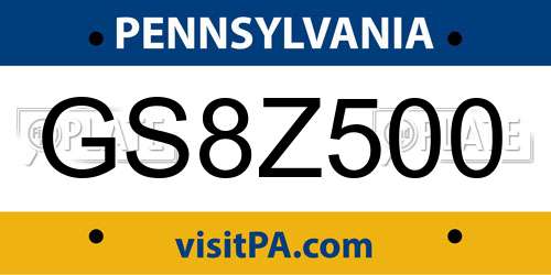 GS8Z500 Pennsylvania License Plate