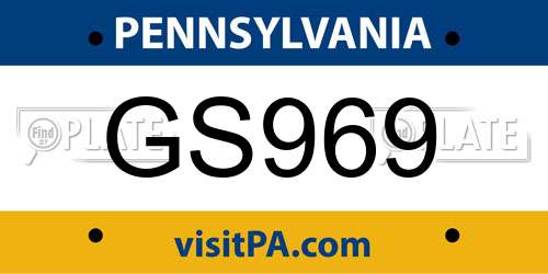 GS969 Pennsylvania License Plate