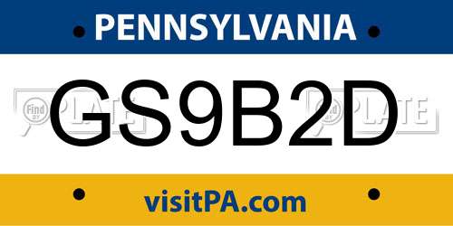 GS9B2D Pennsylvania License Plate
