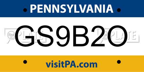 GS9B2O Pennsylvania License Plate