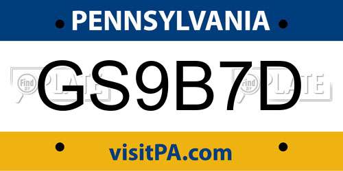 GS9B7D Pennsylvania License Plate