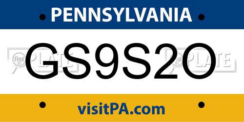 GS9S2O Pennsylvania License Plate