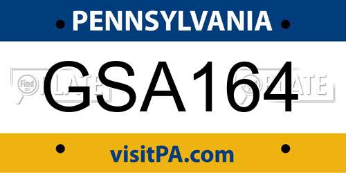 GSA164 Pennsylvania License Plate