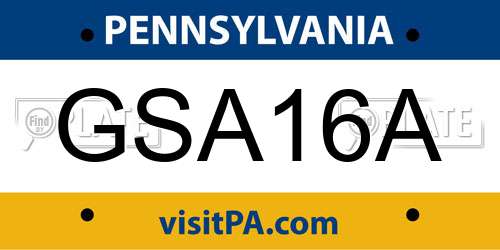 GSA16A Pennsylvania License Plate
