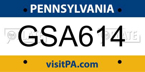 GSA614 Pennsylvania License Plate