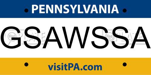 GSAWSSA Pennsylvania License Plate