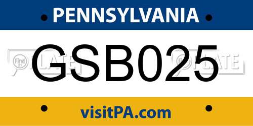 GSB025 Pennsylvania License Plate