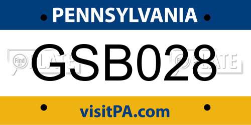 GSB028 Pennsylvania License Plate