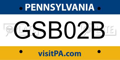 GSB02B Pennsylvania License Plate