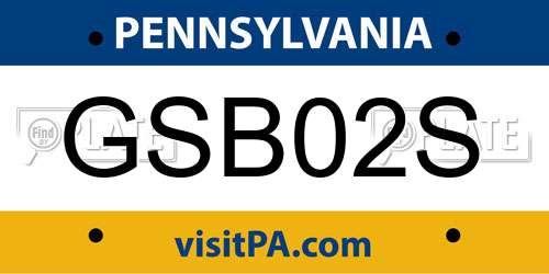 GSB02S Pennsylvania License Plate