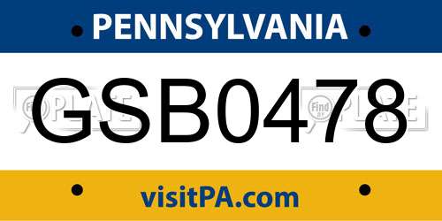 GSB0478 Pennsylvania License Plate