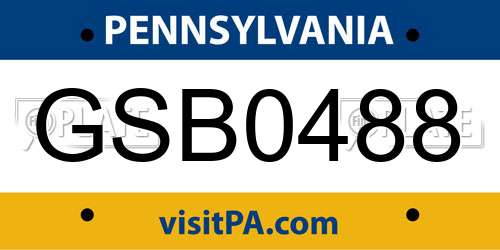 GSB0488 Pennsylvania License Plate