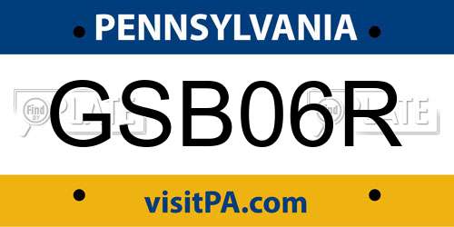 GSB06R Pennsylvania License Plate