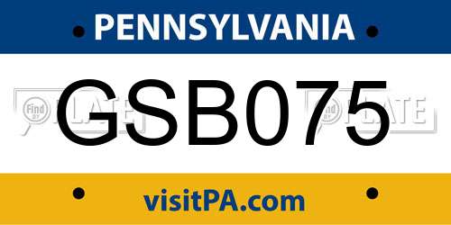 GSB075 Pennsylvania License Plate