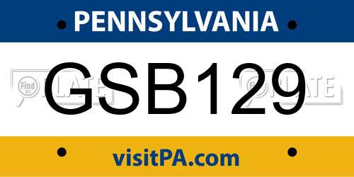 GSB129 Pennsylvania License Plate