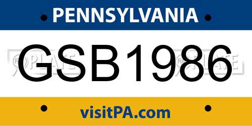 GSB1986 Pennsylvania License Plate
