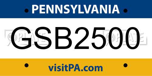 GSB2500 Pennsylvania License Plate
