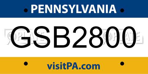 GSB2800 Pennsylvania License Plate