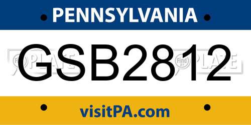 GSB2812 Pennsylvania License Plate