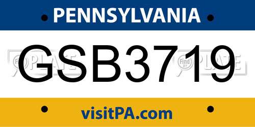 GSB3719 Pennsylvania License Plate