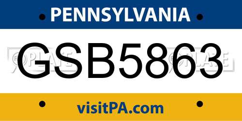GSB5863 Pennsylvania License Plate