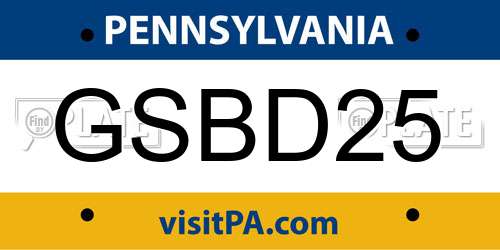 GSBD25 Pennsylvania License Plate