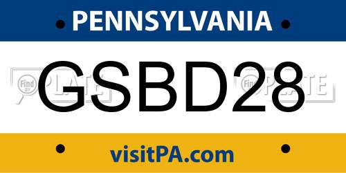 GSBD28 Pennsylvania License Plate